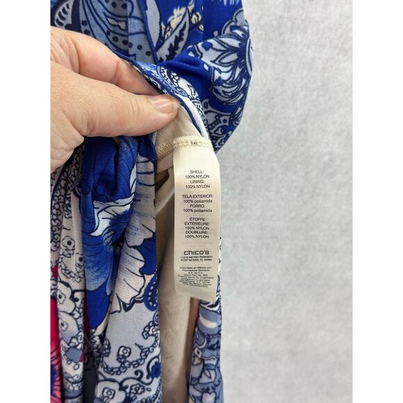 Chicos Womens XL Skirt Pull On Handkerchief Stretch Floral Paisley  Blue Red - Picture 5 of 5